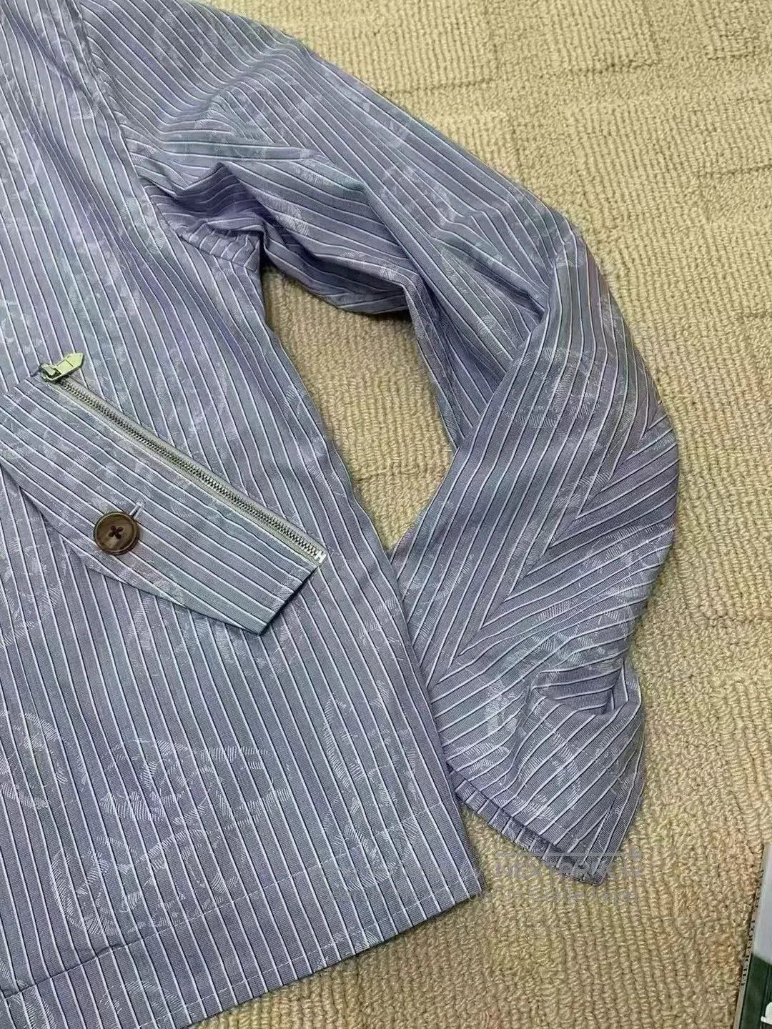 Hermes Blue Striped Patterned Light Jacket Size M. Size US M / EU 48-50 / 2 - 8 Thumbnail
