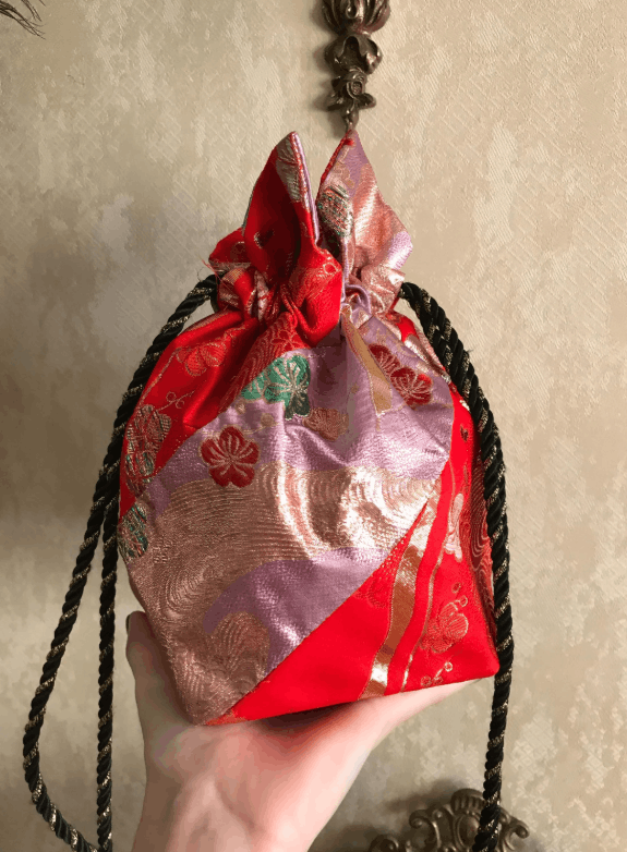 Handmade Japanese Kimono Yukata Kinchaku Bag Size ONE SIZE - 3 Thumbnail