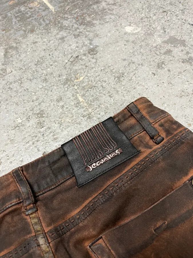 Vintage Plein Sud Waxed Burnt Copper Skinny Jeans Size 25" / US 0 / IT 36 - 7 Thumbnail