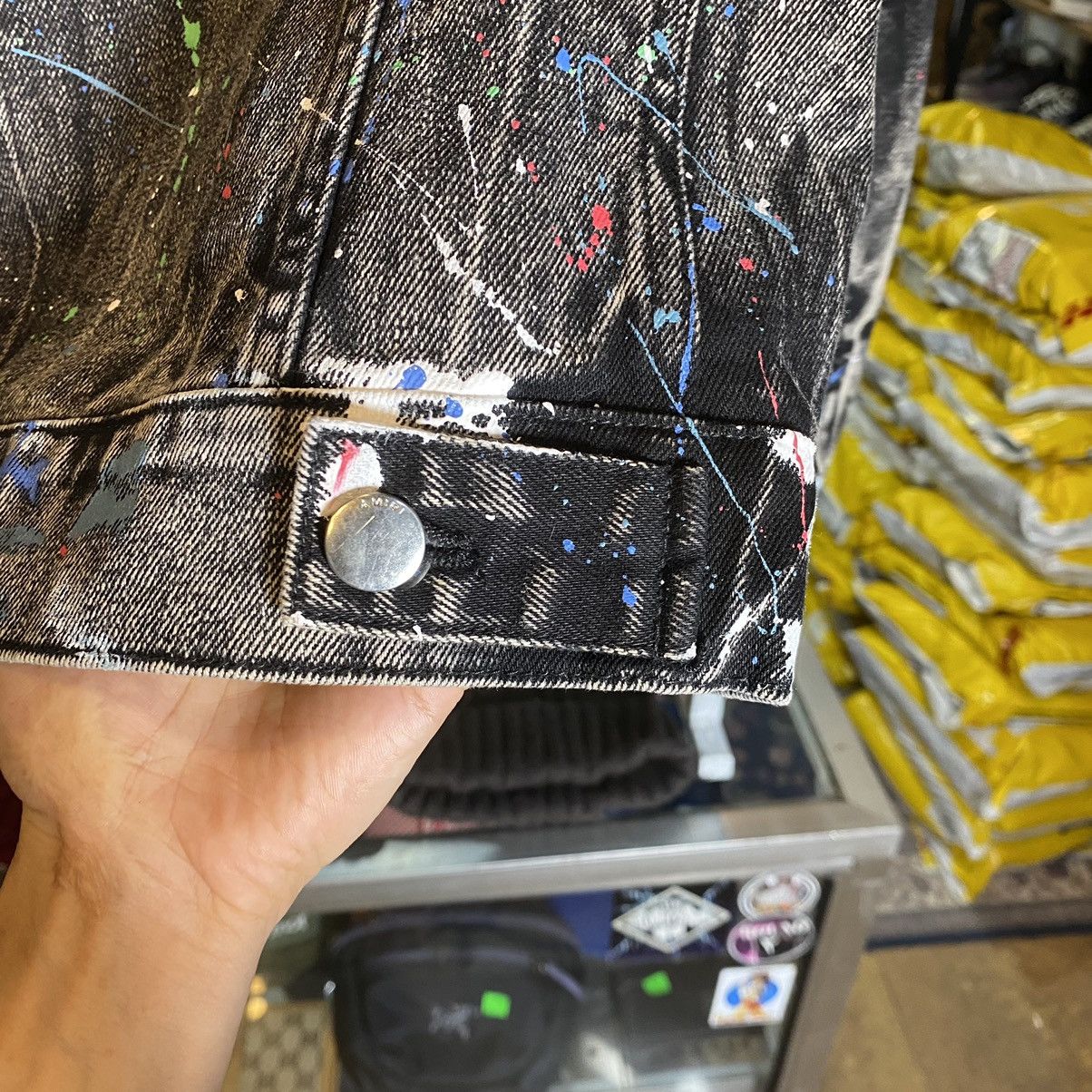 Amiri Black Graffiti Paint Splatter Denim Trucker Jacket Size US M / EU 48-50 / 2 - 11 Thumbnail