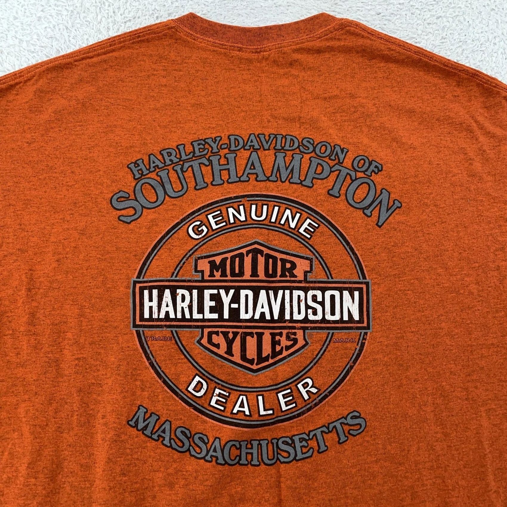 Harley Davidson Harley-Davidson Genuine Oil Shirt Orange Large Massachusetts Motorcycle Biker Shirt Mens L Graphic Print Short Sleeve Crew Neck Size US L / EU 52-54 / 3 - 5 Thumbnail