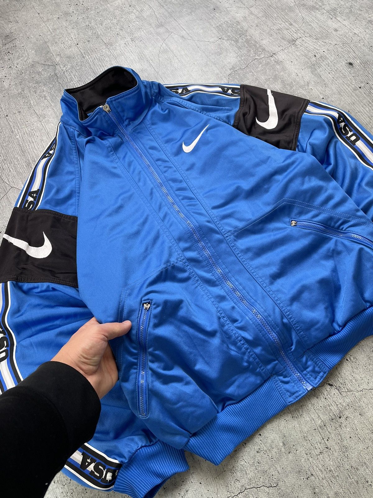 Nike × Vintage Vintage 90's Nike USA Drill Track Jacket Big Swoosh Size US M / EU 48-50 / 2 - 6 Thumbnail