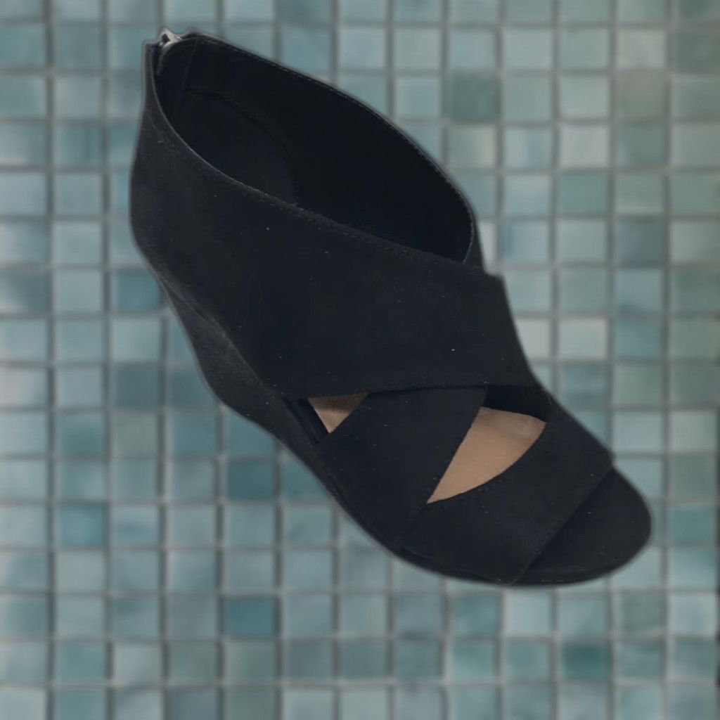 Vintage Michael Antonio Anie Wedge Heels Womens Open Toe Casual Black Size 6 Size US 6 / IT 36 - 1 Thumbnail