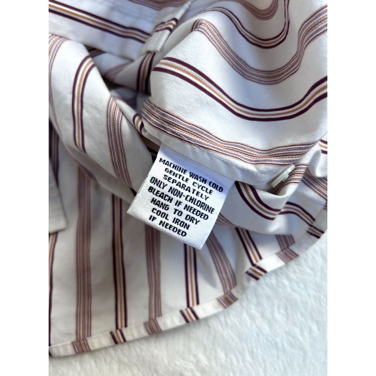 Faconnable Faconnable Womens Striped Button-Up Shirt White & Red XL Cotton Stretch Casual Size XL / US 12-14 / IT 48-50 - 4 Thumbnail