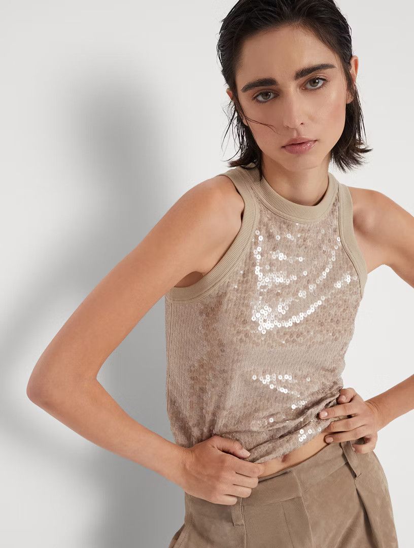 Brunello Cucinelli o1la1rc1a0425 Tank Top in Beige Size L / US 10 / IT 46 - 4 Thumbnail