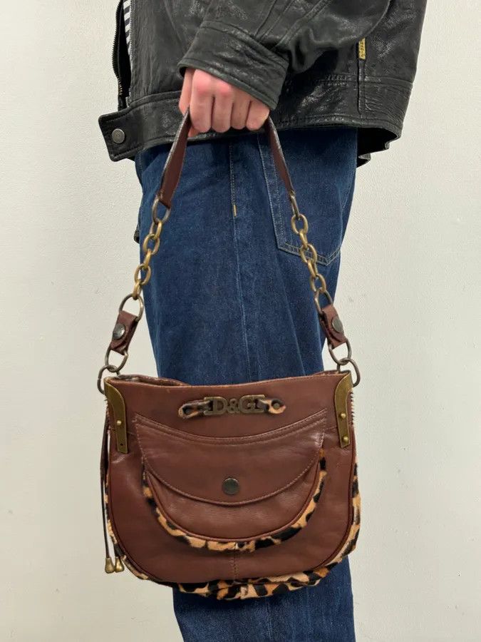 Dolce & Gabbana 2000s Dolce & Gabbana Brown Leather Leopard Handle Bag Size ONE SIZE - 4 Thumbnail