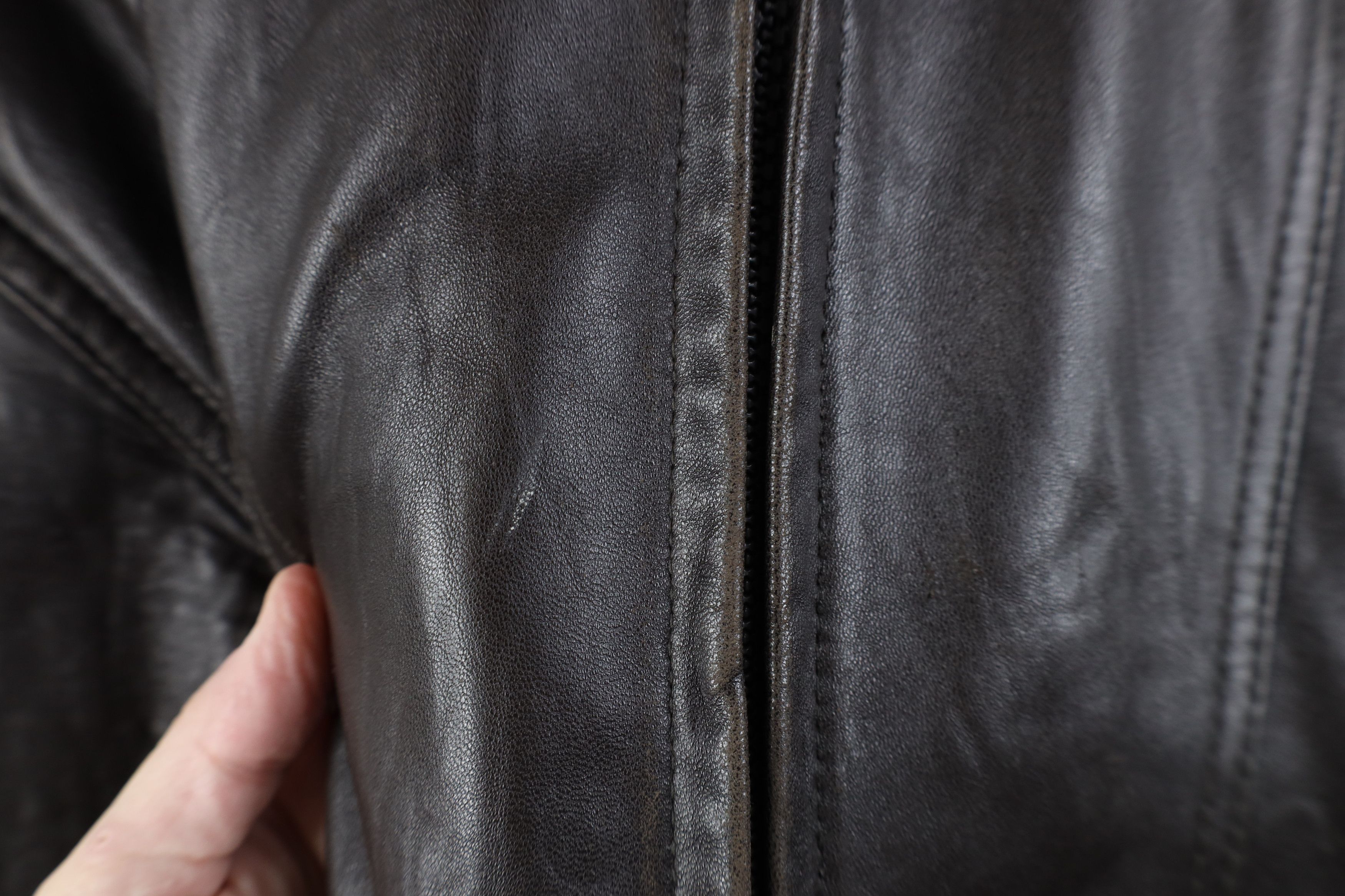Vintage Vintage 90s Streetwear Full Zip Leather Bomber Jacket Brown Size US XL / EU 56 / 4 - 4 Thumbnail