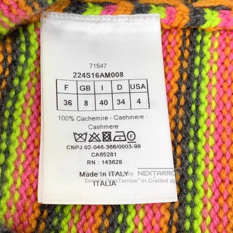 Dior Dior Colour-blocked striped cashmere short-sleeved knitted Size XS / US 0-2 / IT 36-38 - 6 Thumbnail