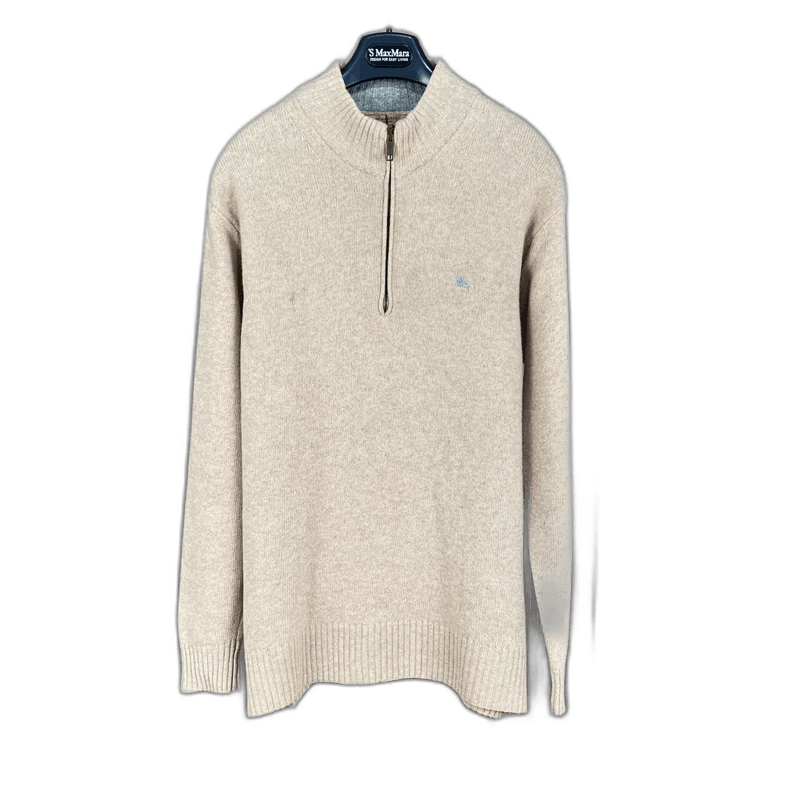 Burberry Burberry Half-Zip Embroidered Wool Sweater-yf Size US M / EU 48-50 / 2 - 1 Thumbnail