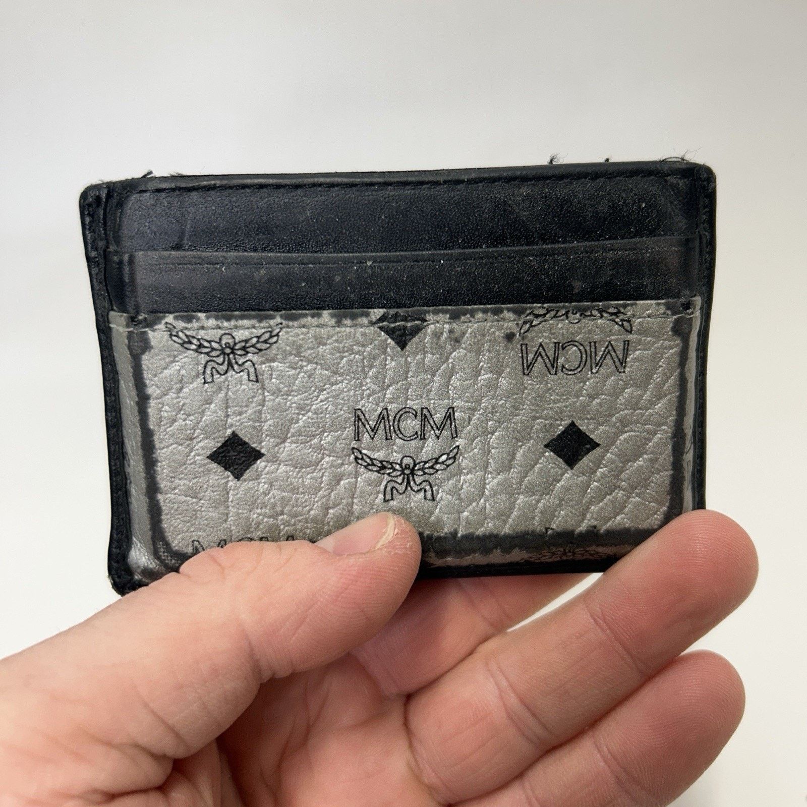MCM MCM Spot Visetos Mini Card Case Wallet “Silver & Black” Size ONE SIZE - 2 Thumbnail