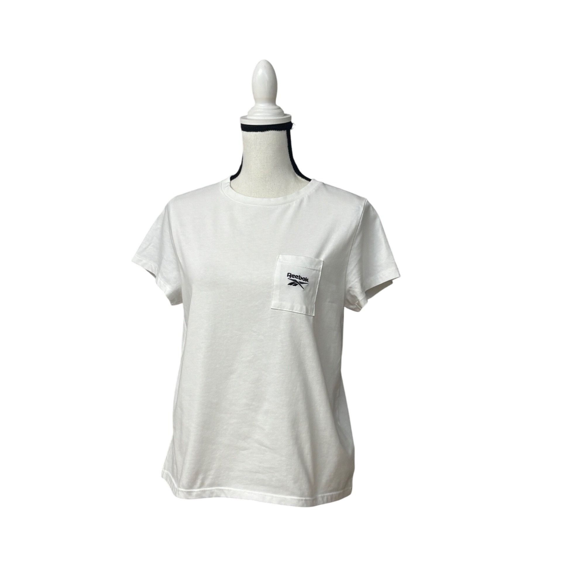 Reebok Reebok Women's Active Small-Logo Pocket Cotton T-Shirt, Whit Size L / US 10 / IT 46 - 12 Thumbnail
