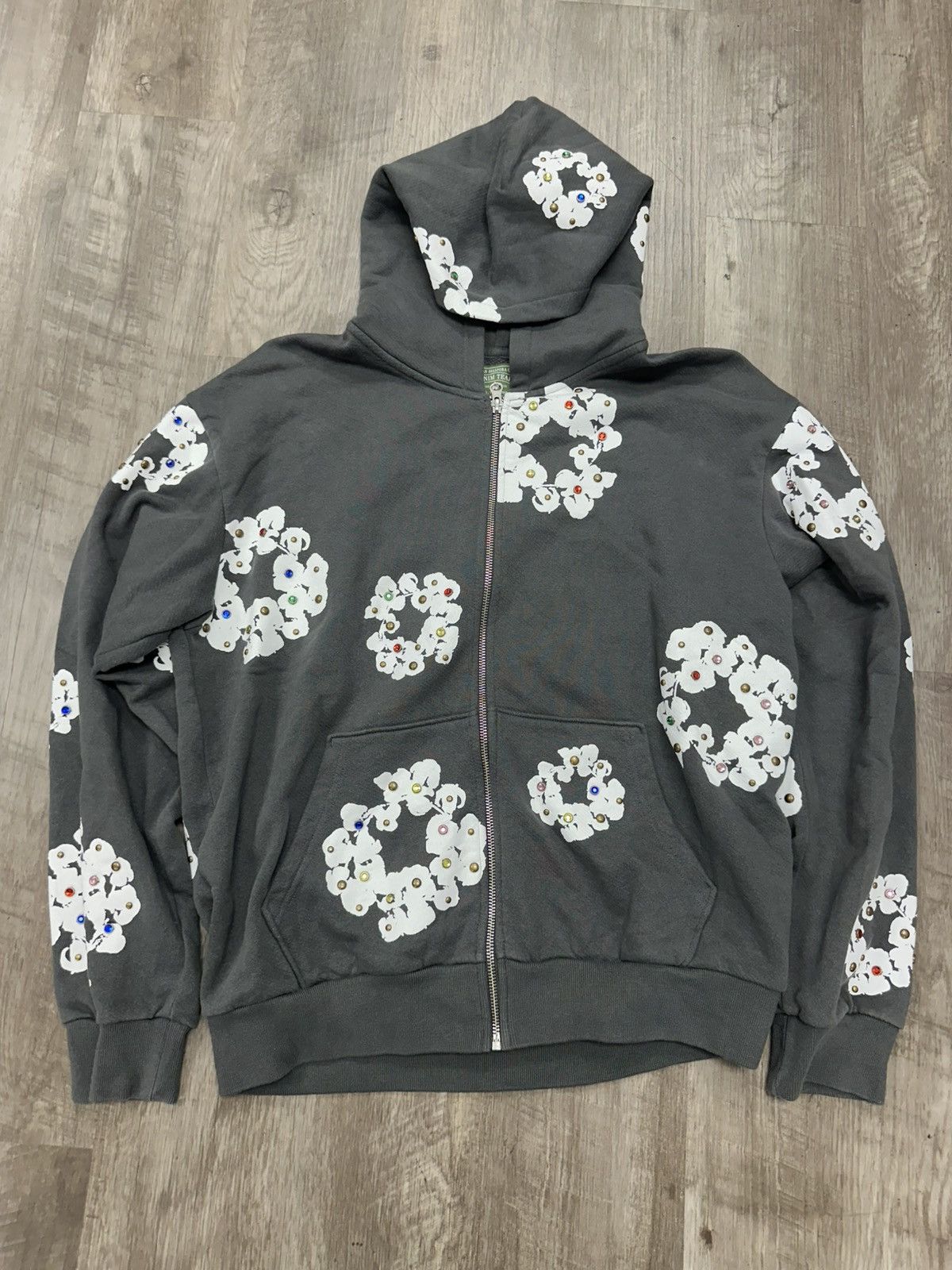 DENIM TEARS Denim Tears Rhinestone Wreath Zip Hoodie | Grailed