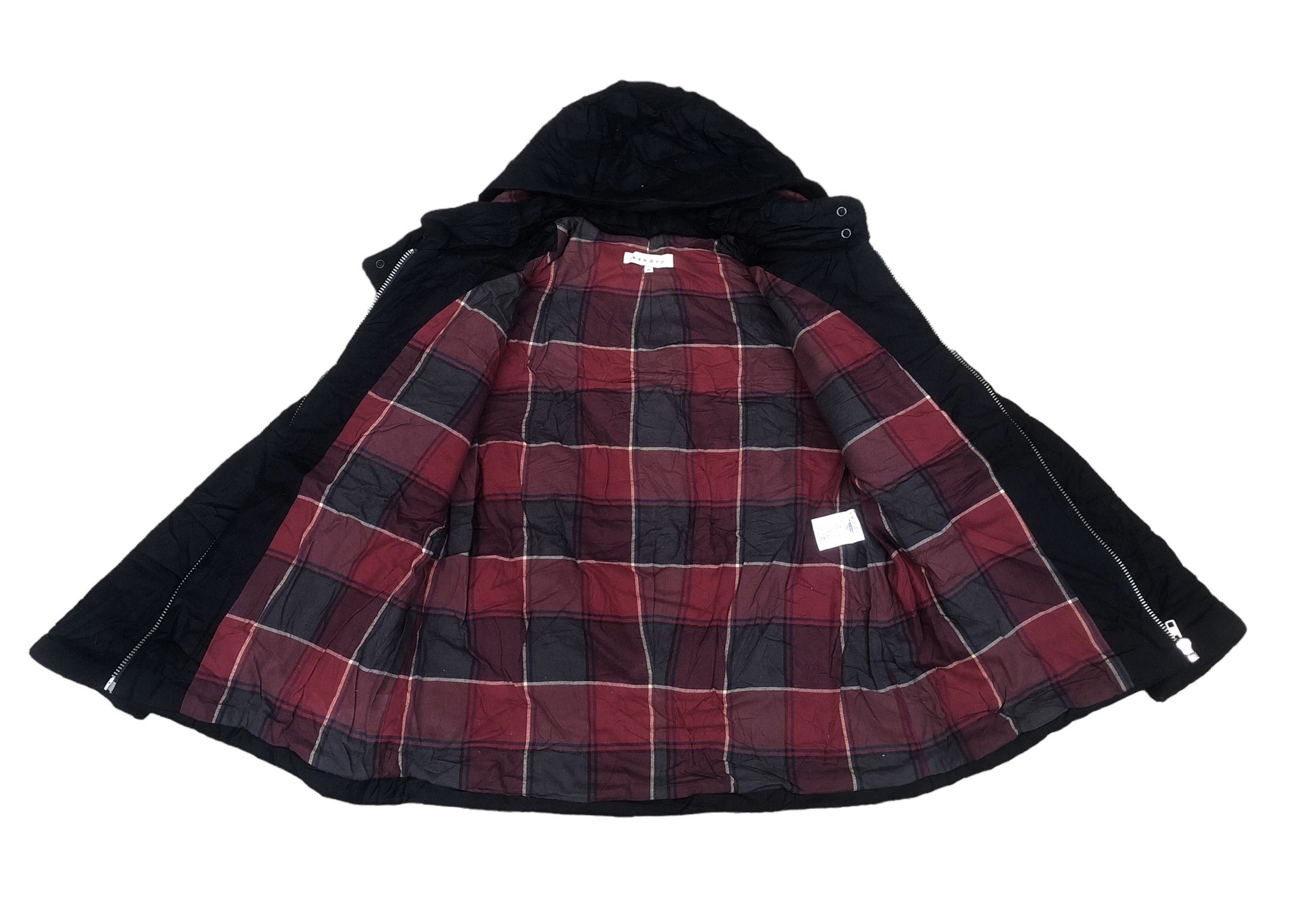 SANDRO Paris Wool Puffer Down Zipper Jacket Hoody Designer