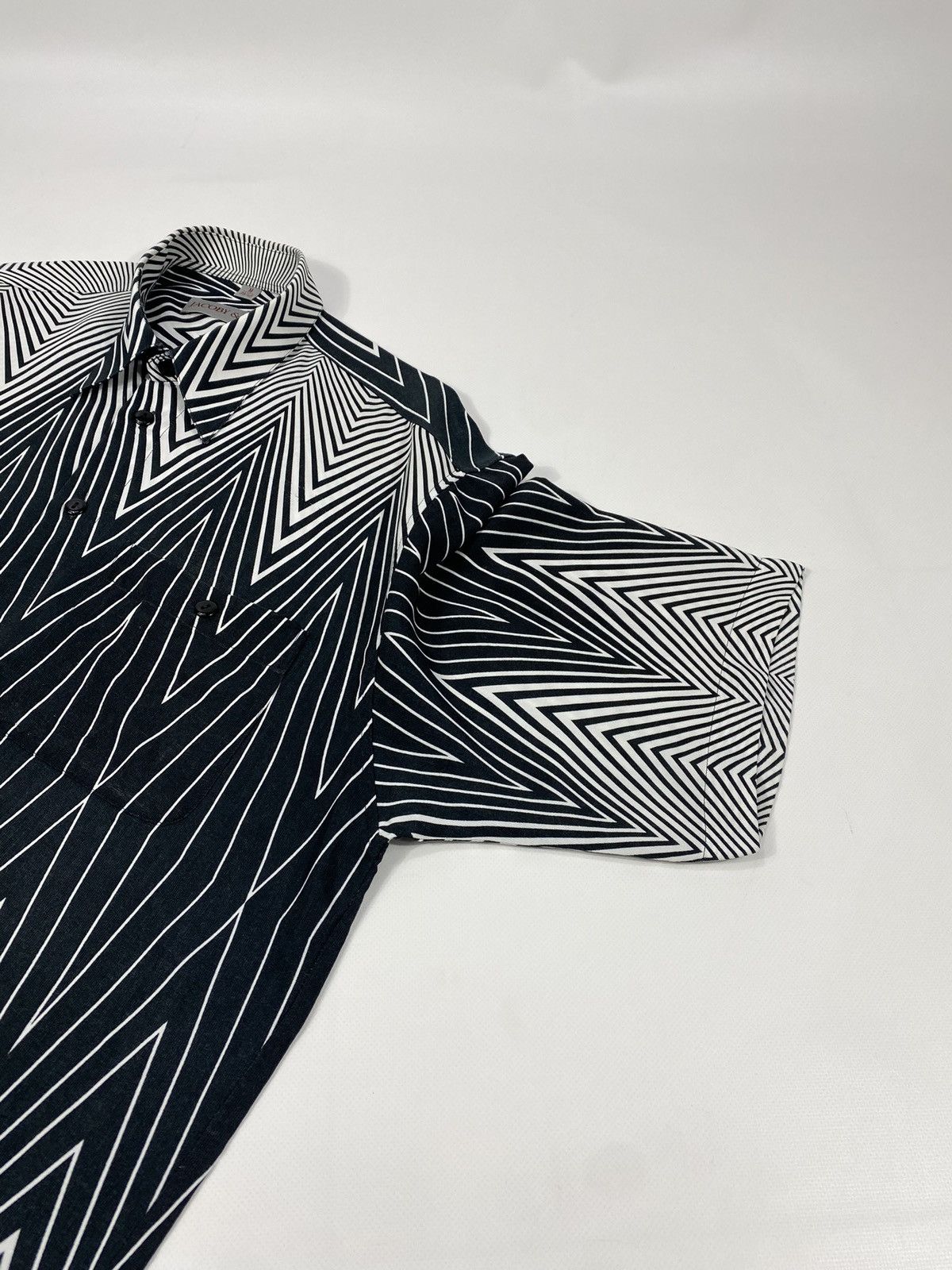 Vintage Y2K Black White Zig Zag Lines Basic Abstract Party Shirt Size US L / EU 52-54 / 3 - 3 Thumbnail