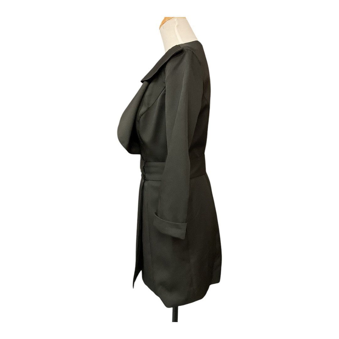Mac Duggal Mac Duggal Ruffled Tuxedo 3/4 Sleeve Mini Dress Black Size 4 Size S / US 4 / IT 40 - 3 Thumbnail