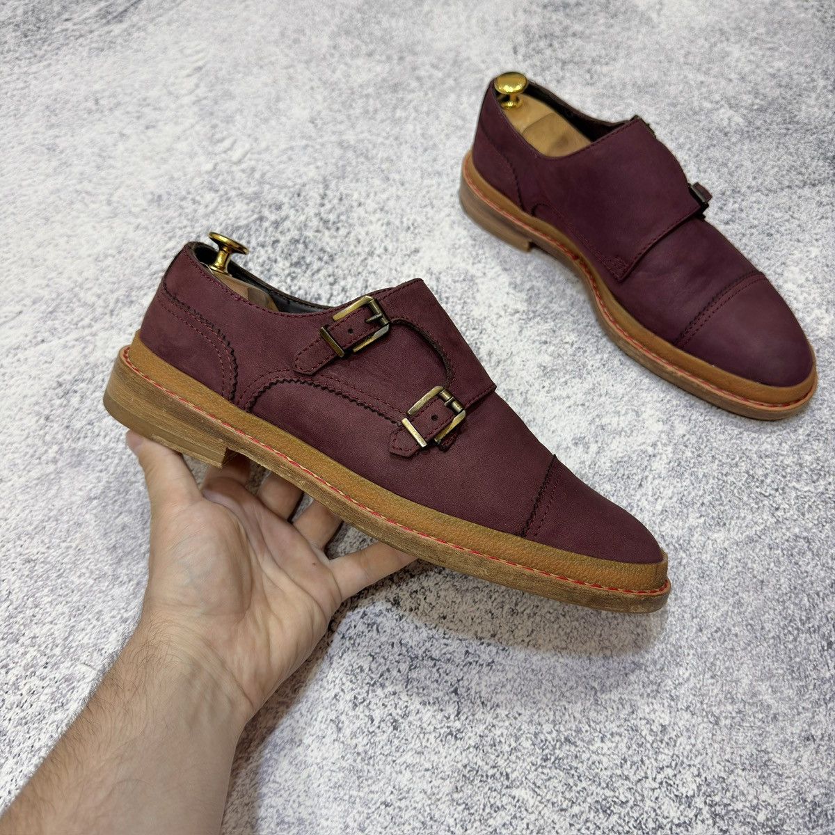 Pollini Pollini Mens Nubuck Leather Double Monk Shoes US9 UK8 EU42 Size US 9 / EU 42 - 4 Thumbnail