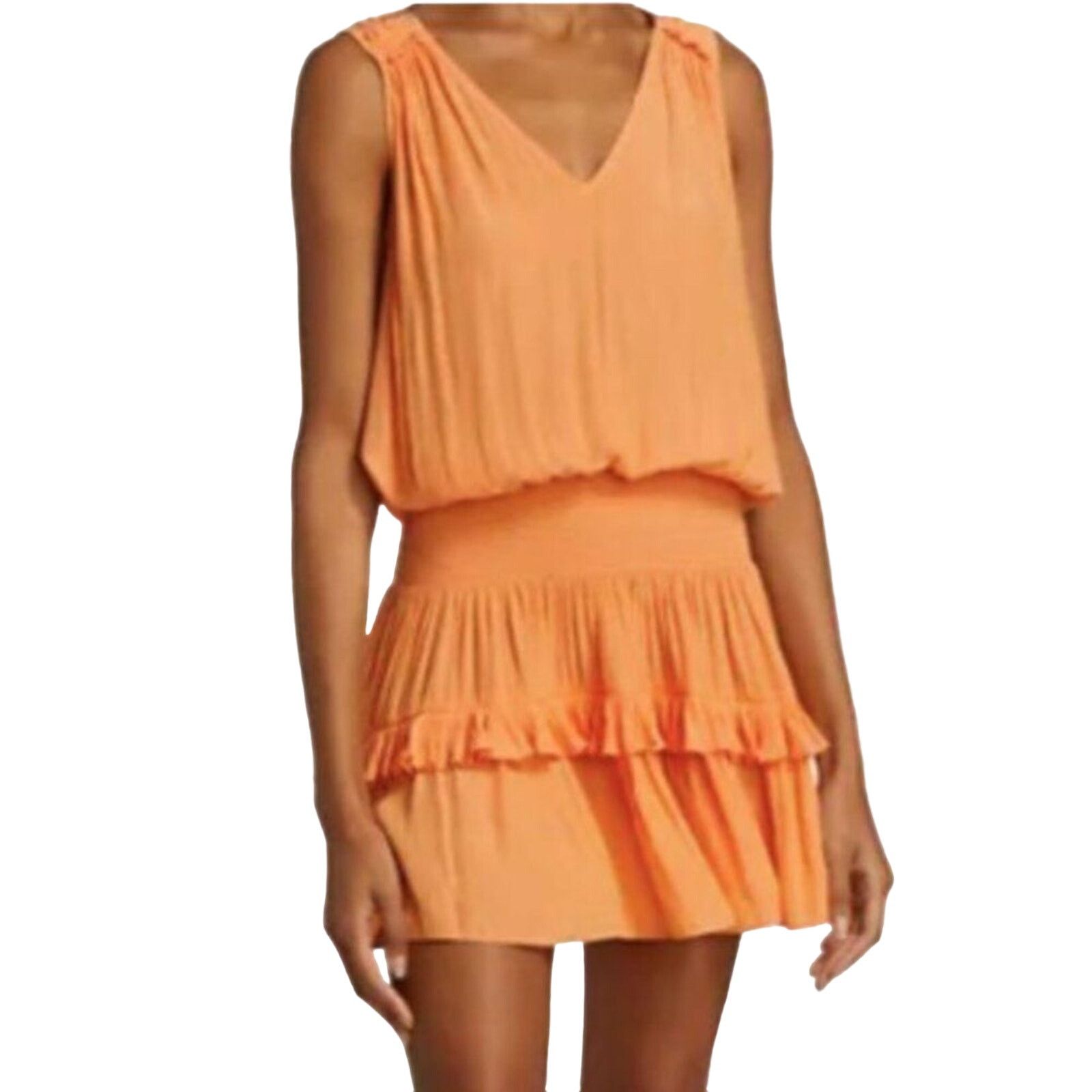 Ramy Brook Ramy Brook Kiara Smocked Mini Dress tangerine L Size L / US 10 / IT 46 - 2 Thumbnail