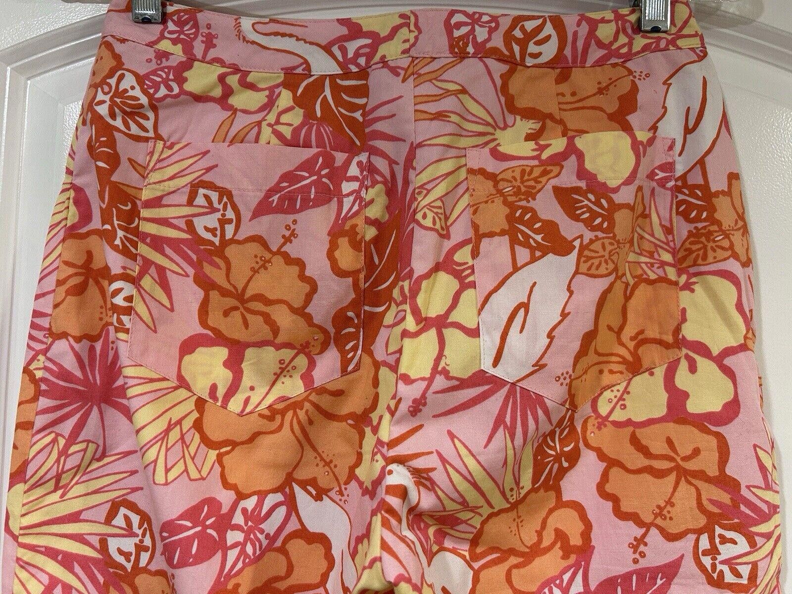 Designer LILLY PULITZER Floral Capri Crop Pants Size 2 Orange/Pink Size 26" / US 2 / IT 38 - 4 Thumbnail