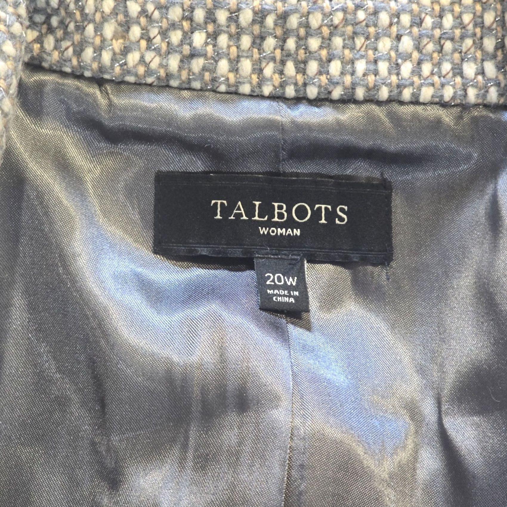 Talbots Talbots Coat Womens Size 20W Gray Beige Wool Blend Tweed Full Zip Lined Capsule Size 3XL / US 20-22 - 4 Thumbnail