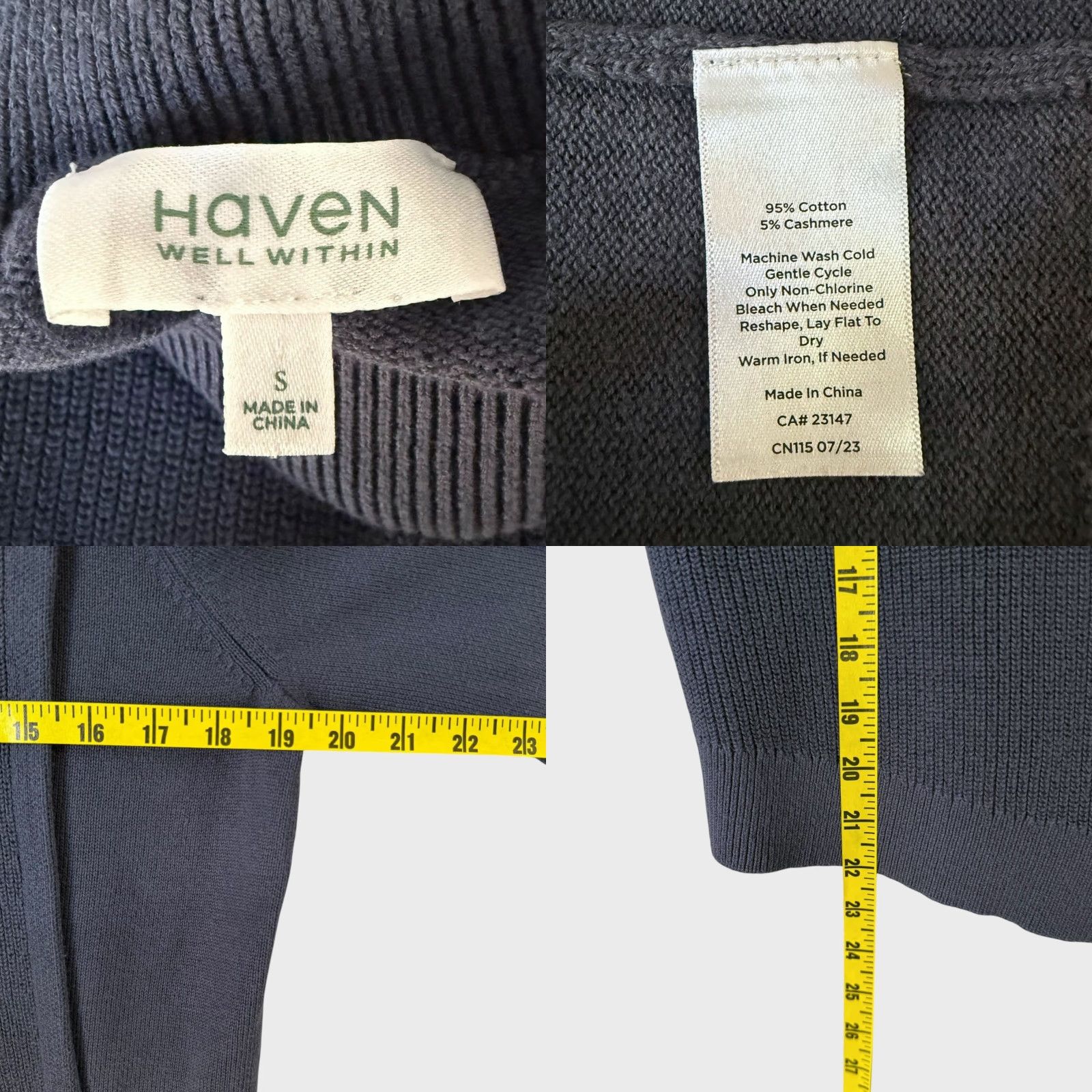 Vintage Haven Well Within Women's Turtleneck Sweater Small Blue Knit Cashmere Cotton Fall Winter Casual Size S / US 4 / IT 40 - 8 Thumbnail