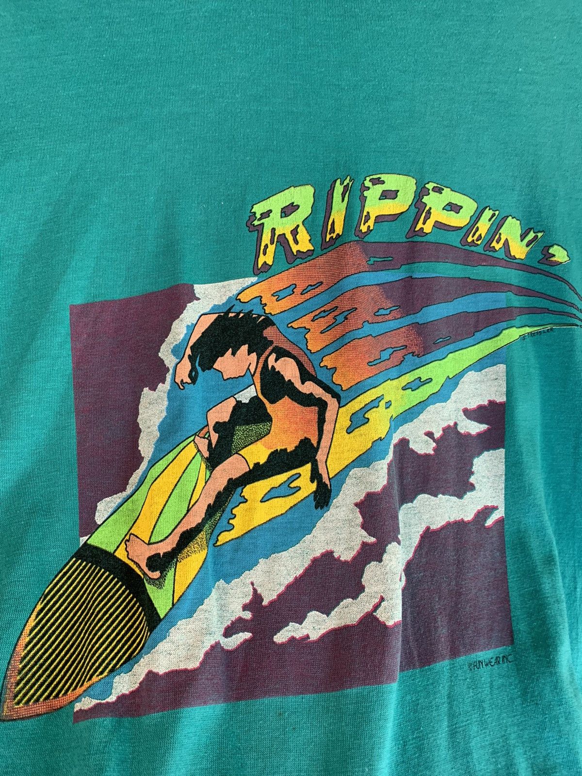 Vintage *RARE* Vintage 70’s Surfing Rippin’ Single Stitch Surf Shirt Size US L / EU 52-54 / 3 - 5 Thumbnail