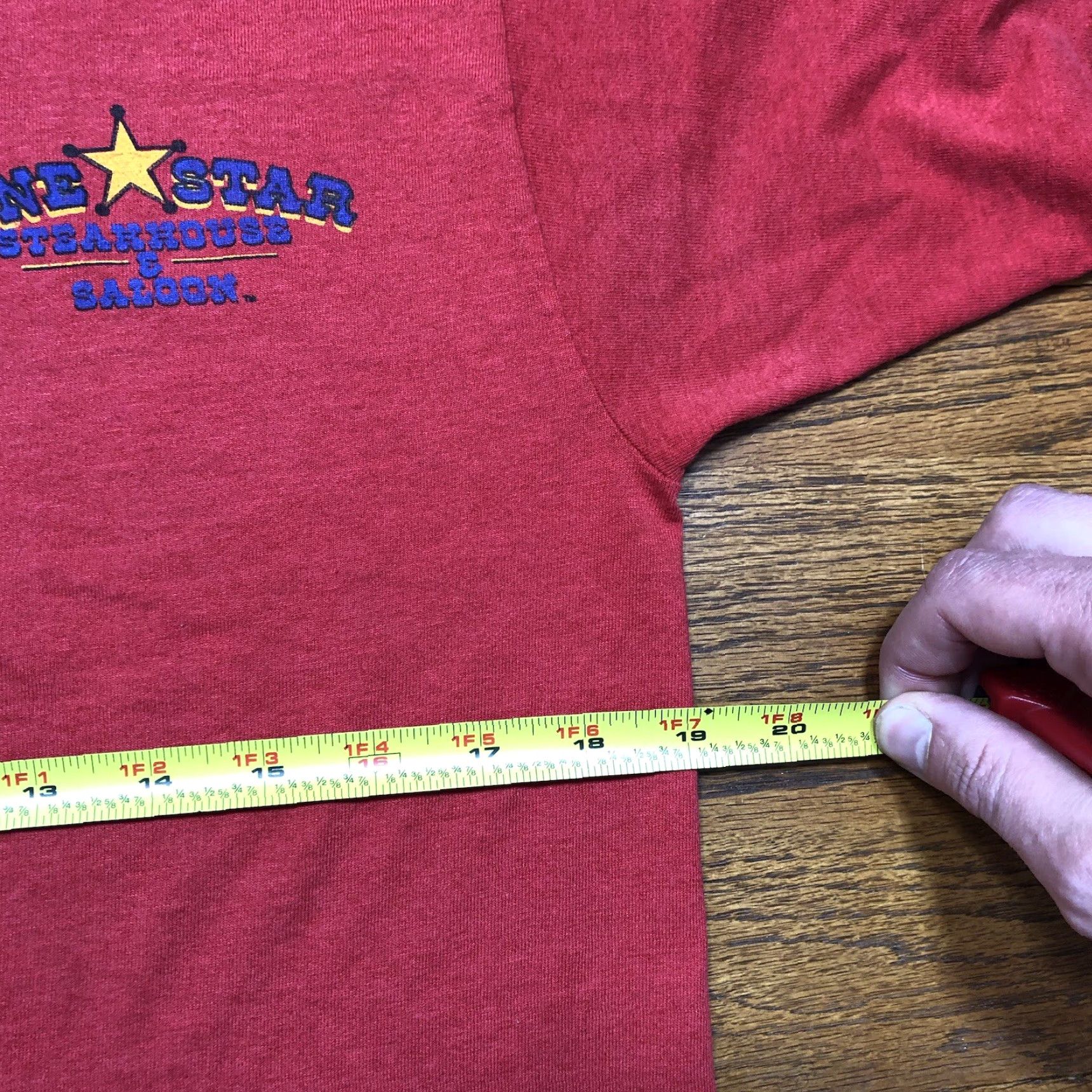 Fruit Of The Loom VINTAGE Lonestar Steakhouse & Saloon T Shirt Red Cotton Blend Men L Crew Neck Short Sleeve USA 90s Western Graphic Print Size US L / EU 52-54 / 3 - 8 Thumbnail