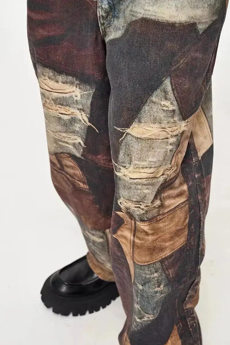 Japanese Brand Streetwear Design Old Patch Retro Printing Distressed Jeans Size US 34 / EU 50 - 6 Thumbnail