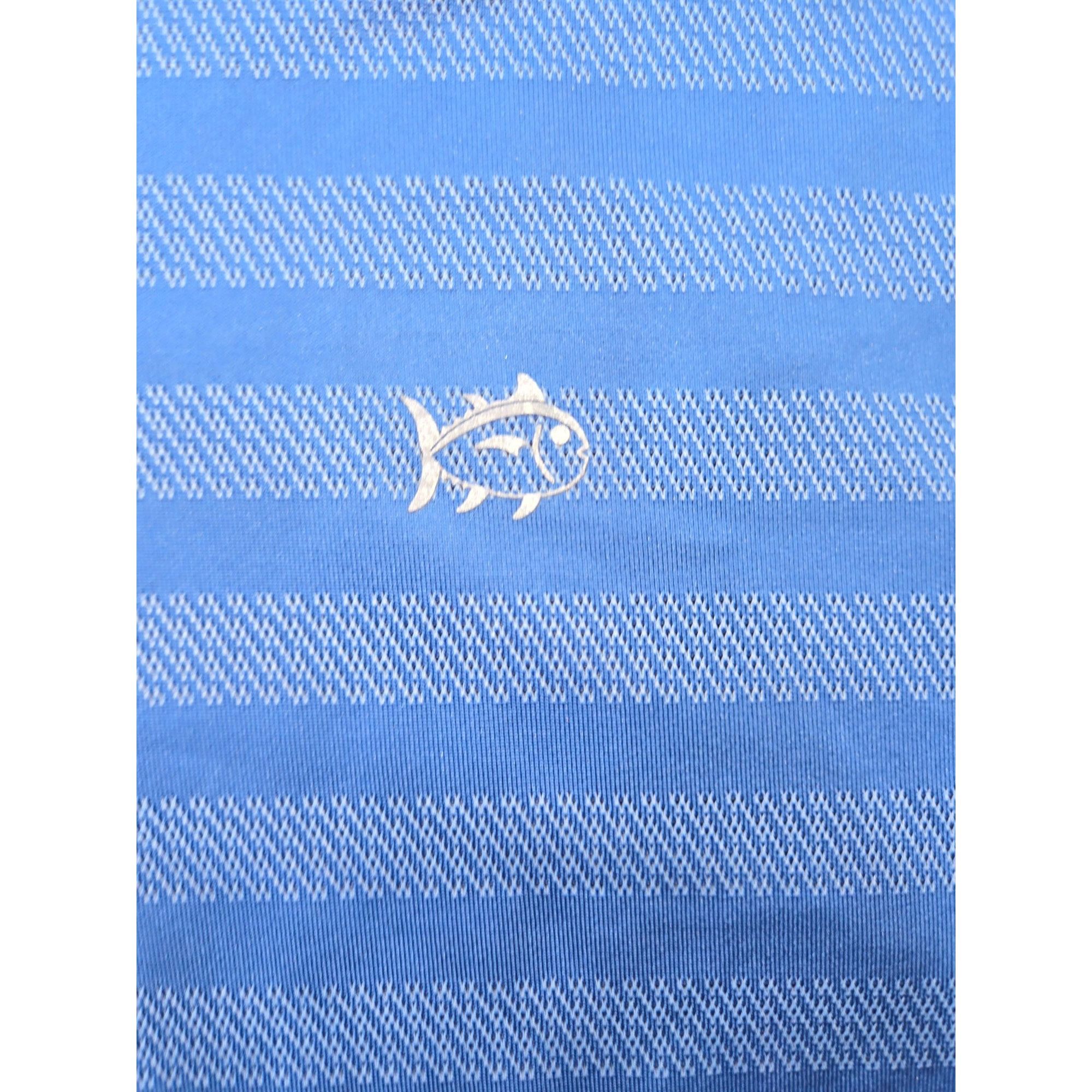 Southern Tide Southern Tide Mens XL Blue Vented Striped Polo Shirt Size US XL / EU 56 / 4 - 5 Thumbnail