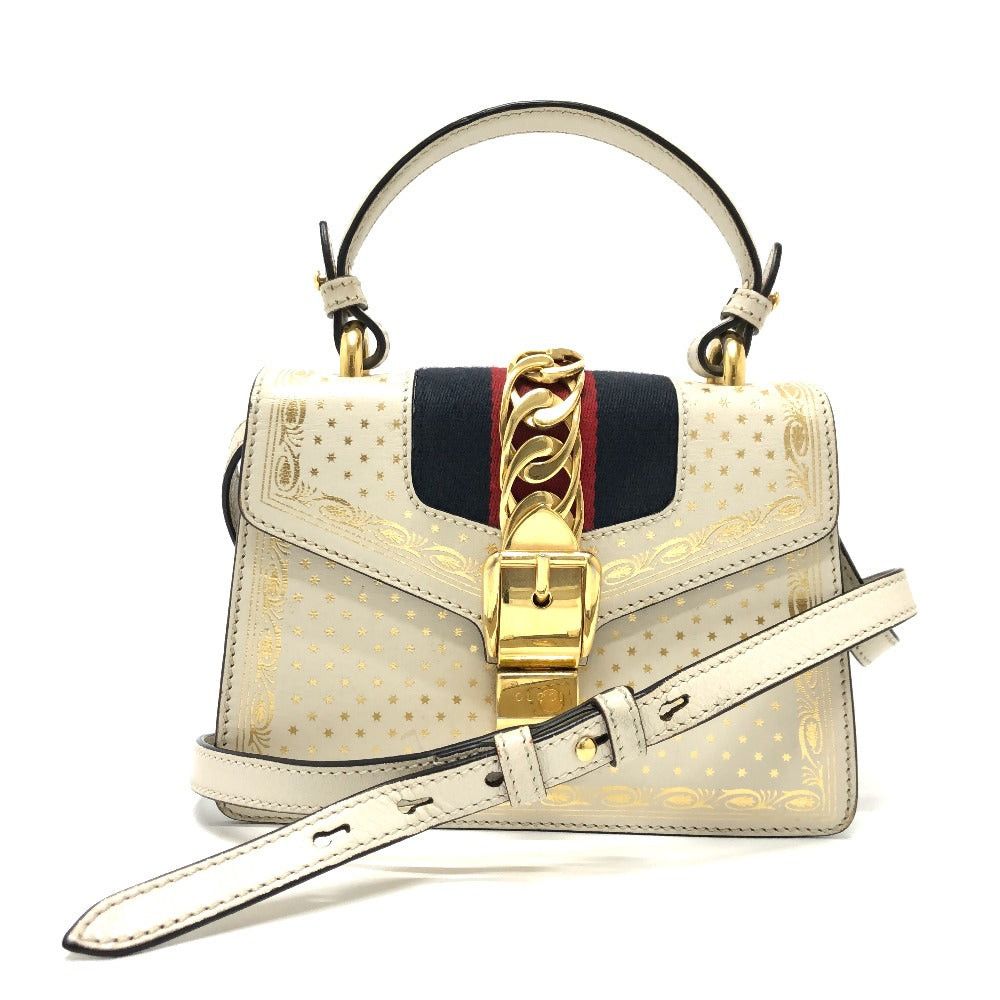 Gucci Gucci 470270 Sylvie 2 Way Bag Briefcase Handbag Shoulder Leather Women White Size ONE SIZE - 1 Thumbnail