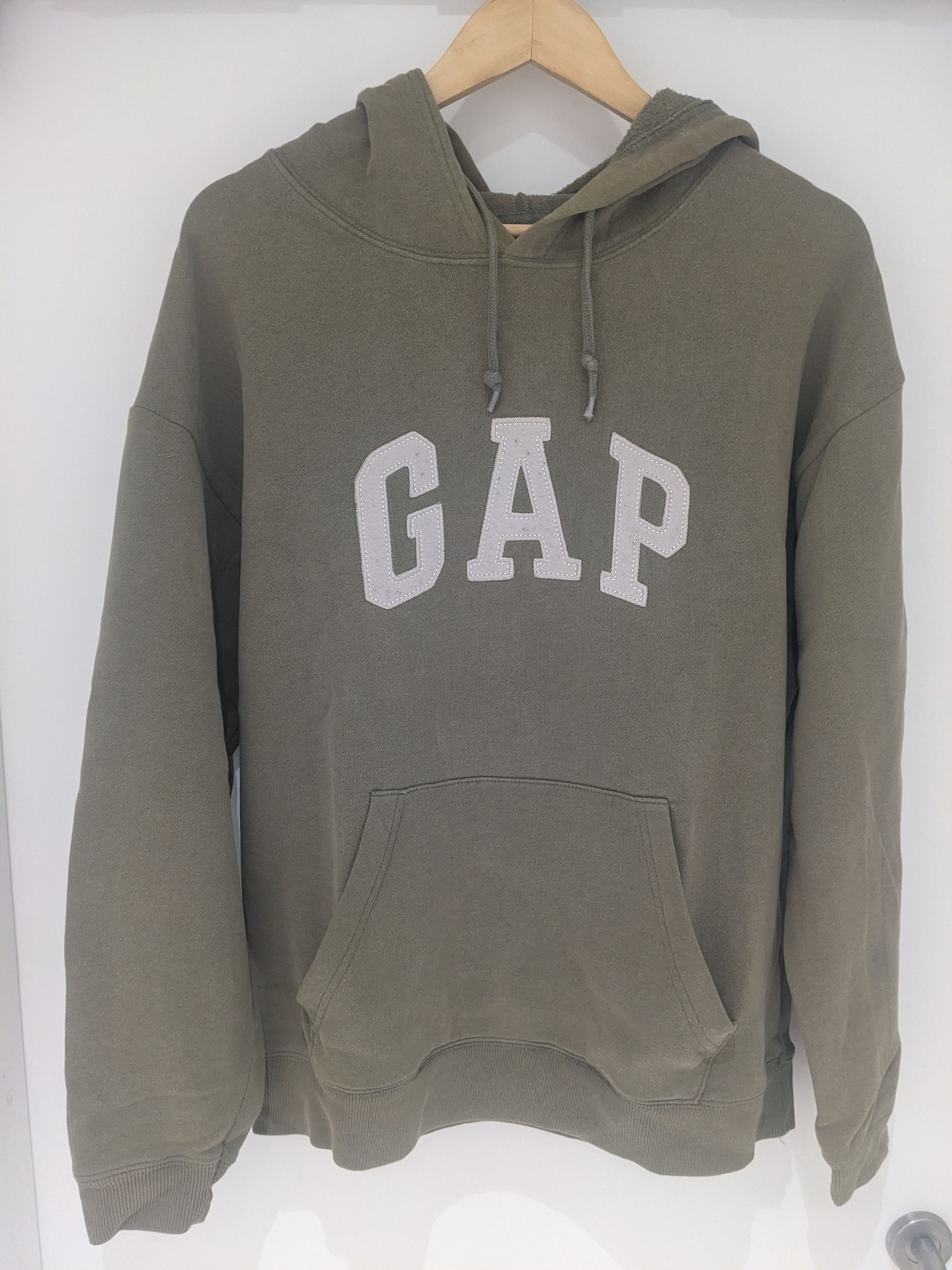 Gap VINTAGE GAP LOGO HOODIE TAN OLIVE COLOR LARGE Grailed