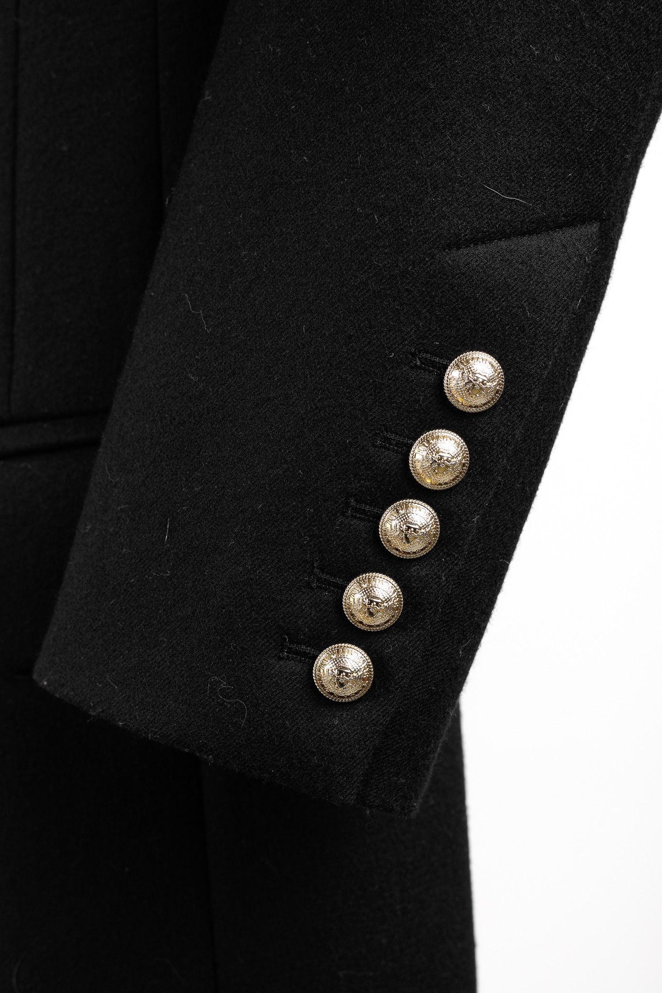 Balmain Balmain Golden Crest Button Black Wool Overcoat Size M / US 6-8 / IT 42-44 - 7 Thumbnail