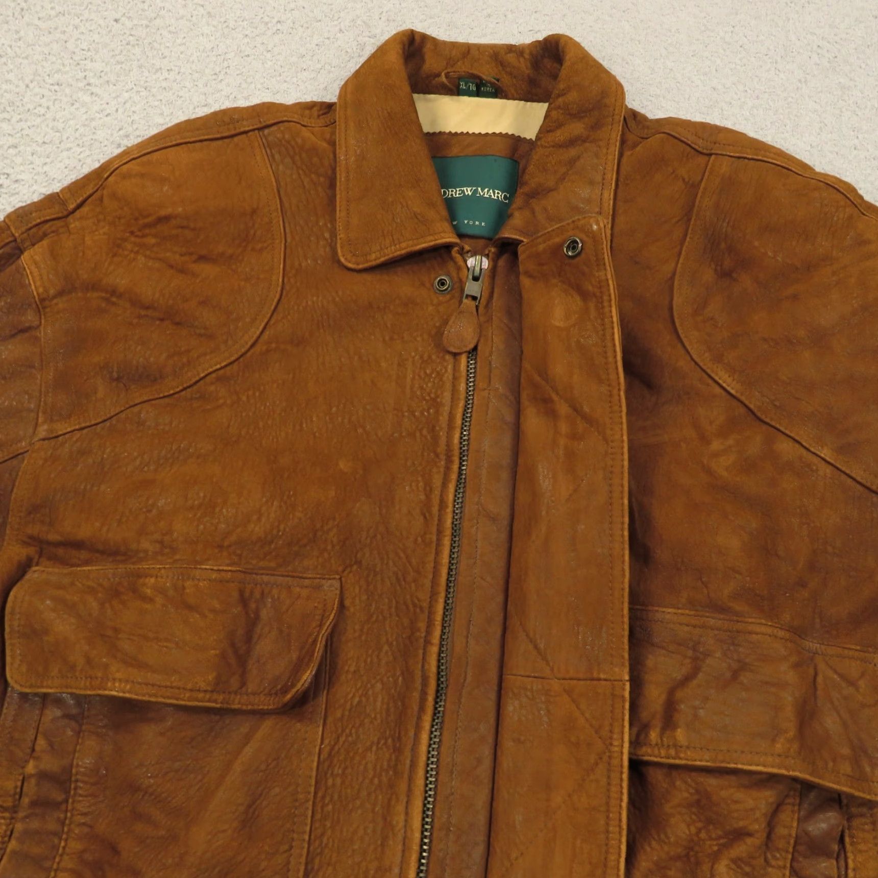 Andrew Marc VTG Andrew Marc Jacket Men XL Brown Aviator Leather Bomber Heavy Lined Moto Bike Size US XL / EU 56 / 4 - 5 Thumbnail
