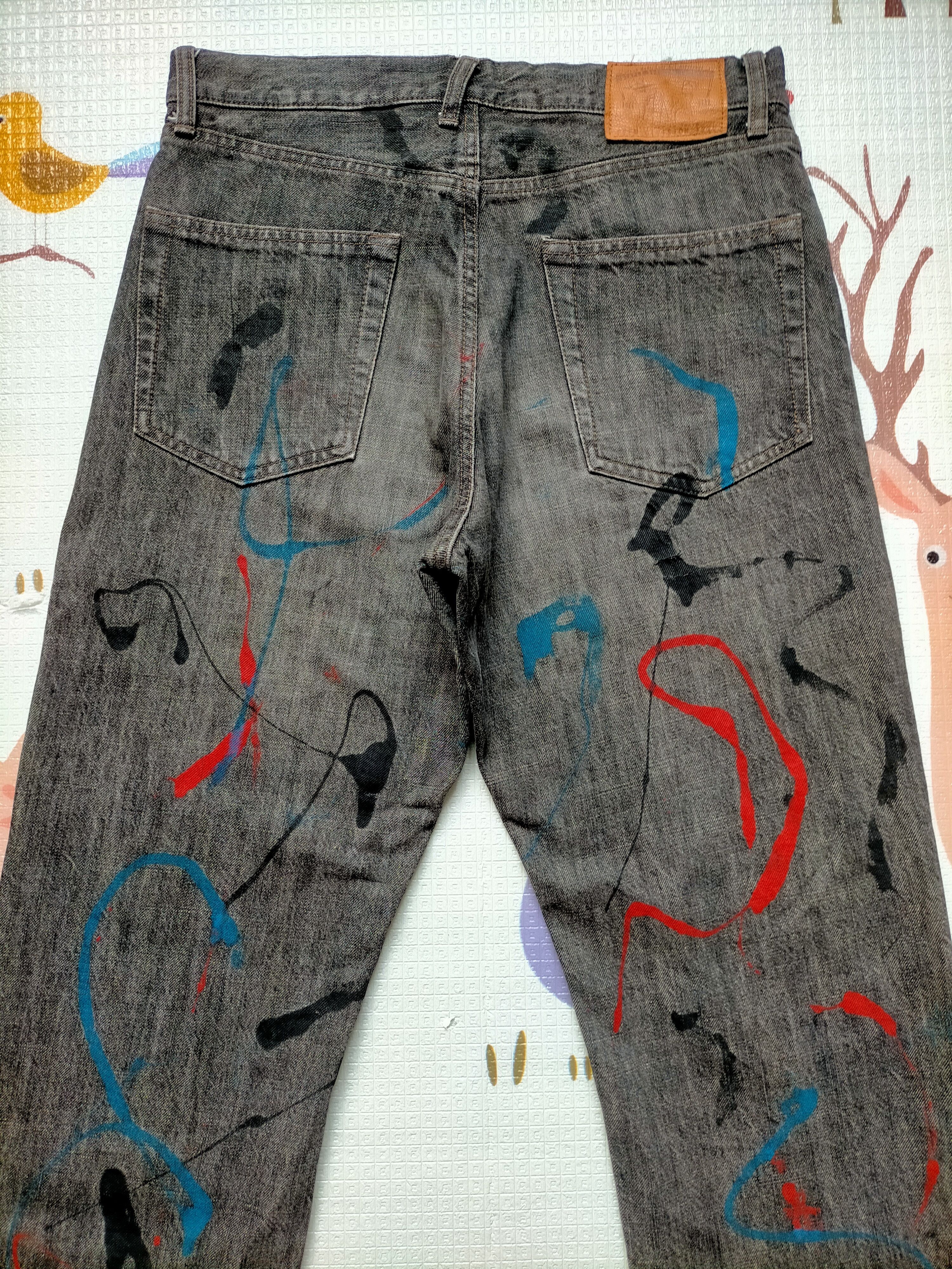 PPFM 🔥Rare ❗PPFM Patchwork Painted Black Button fly jeans Size US 31 - 11 Thumbnail