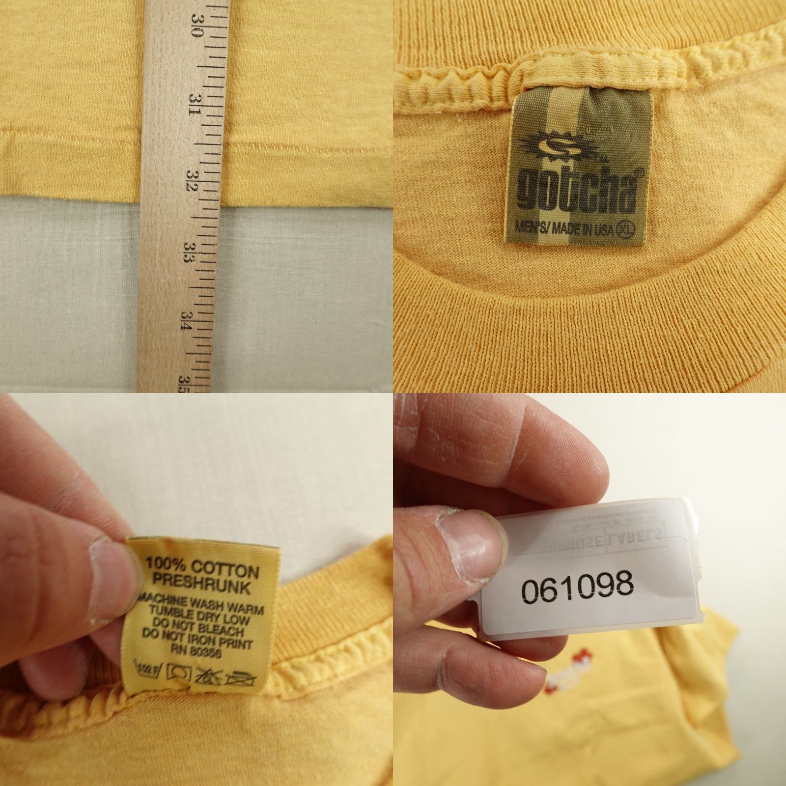 Gotcha VINTAGE Gotcha Men's T-Shirt XL Yellow Floral Hawaiian 90s Beach Surfer Cotton Made in USA Size US XL / EU 56 / 4 - 8 Thumbnail
