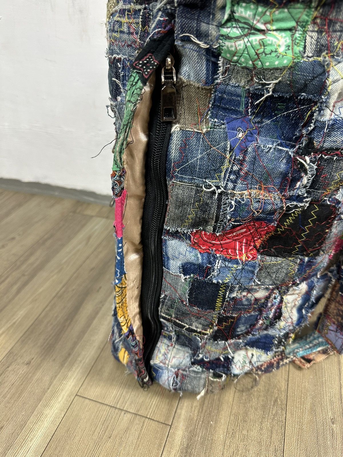 Art Comes First Custom Made Paisley denim Patchwork Roll top Backpack Size ONE SIZE - 4 Thumbnail
