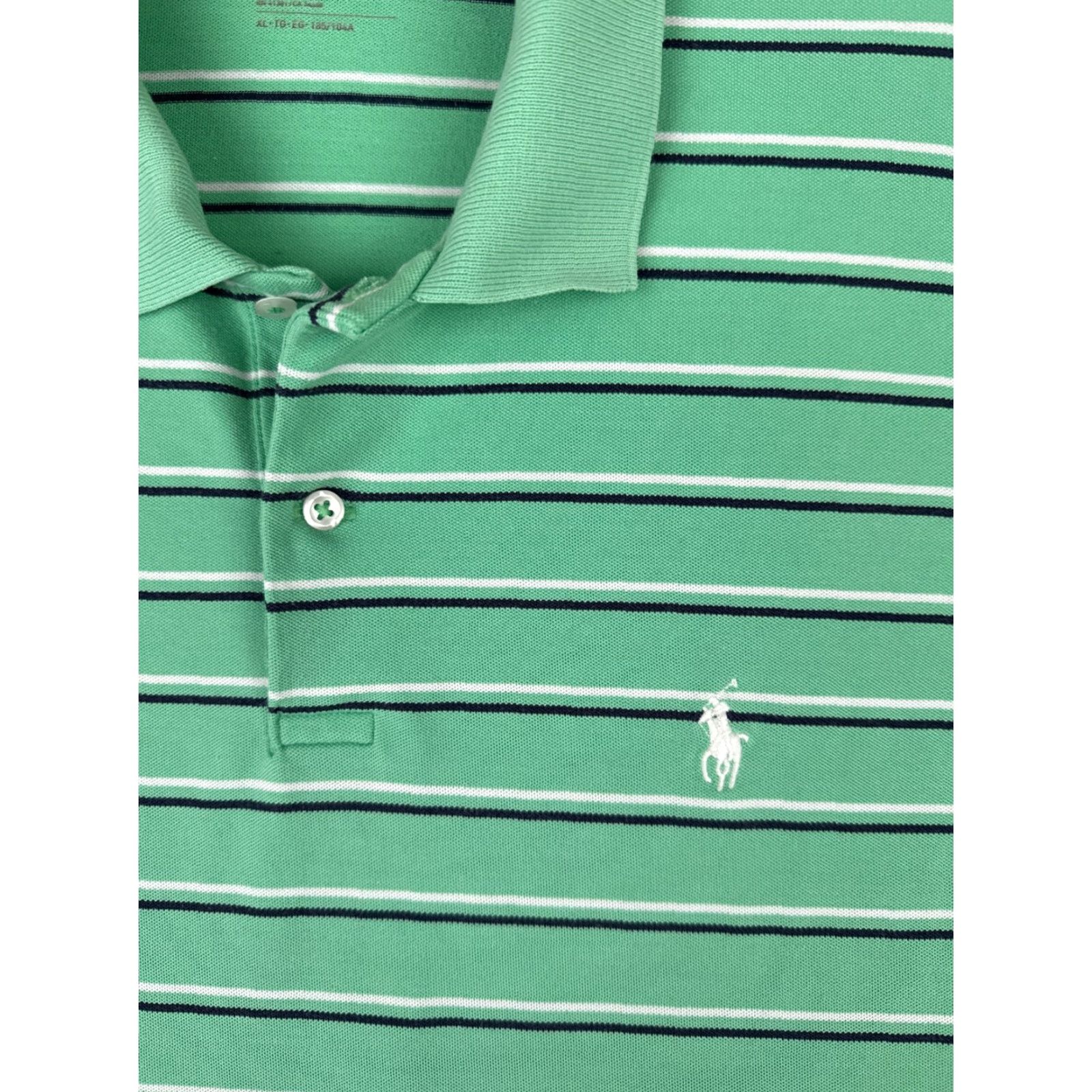 Ralph Lauren VINTAGE Ralph Lauren Polo Shirt Mens XL Green Stripe Cotton Knit Pony Golf Shirt BULL? Size US XL / EU 56 / 4 - 6 Thumbnail