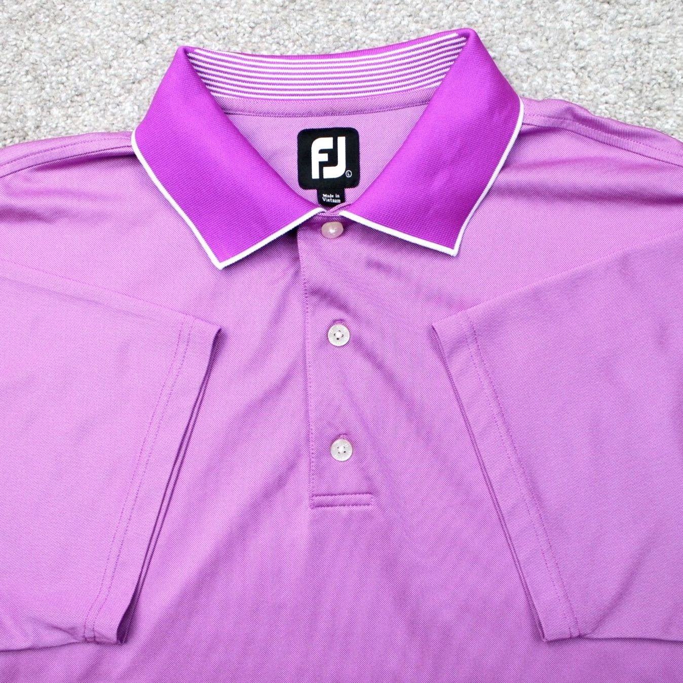 Footjoy FootJoy Polo Shirt Mens Large Purple Golf Short Sleeve Poly Stretch Pullover Size US L / EU 52-54 / 3 - 2 Thumbnail