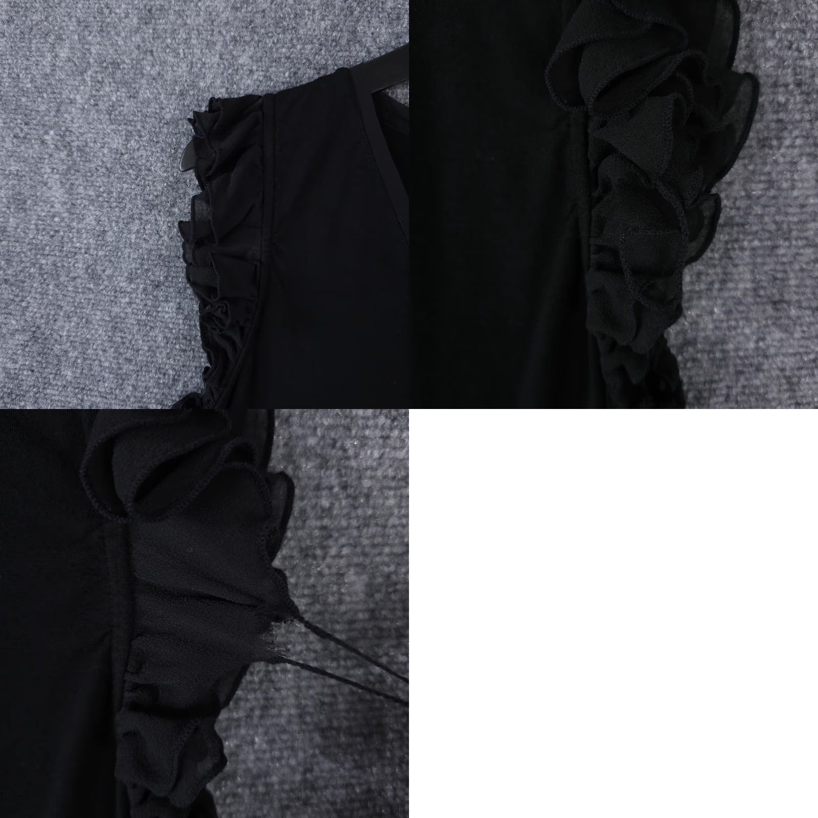Ralph Lauren Lauren Ralph Lauren Shirt Womens Large Black Sheer Ruffle Cap Sleeve V Neck Top Size L / US 10 / IT 46 - 8 Thumbnail
