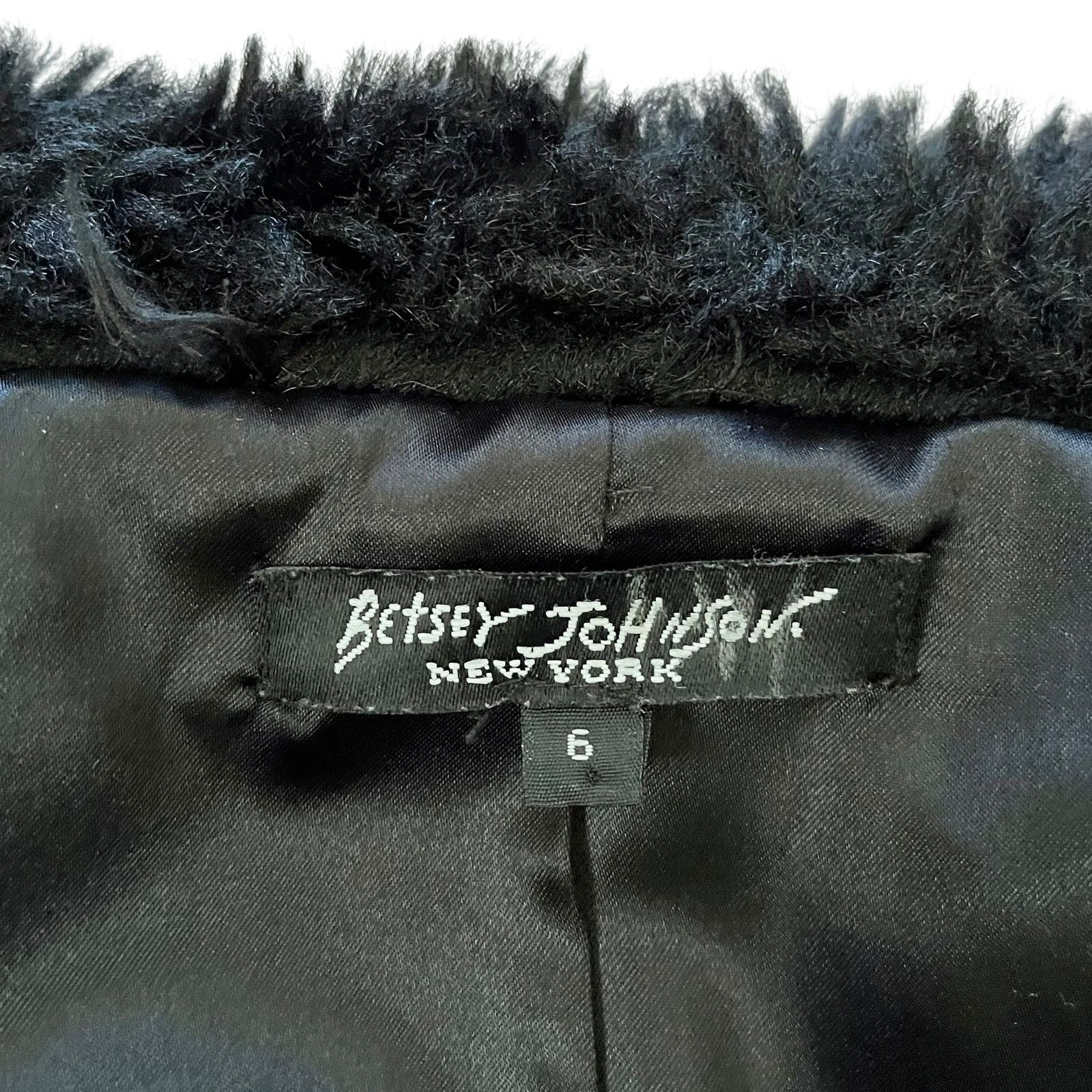 Betsey Johnson × Vintage Betsey Johnson 1990s Vintage Black Faux Fur Jacket Coat Size S / US 4 / IT 40 - 5 Thumbnail