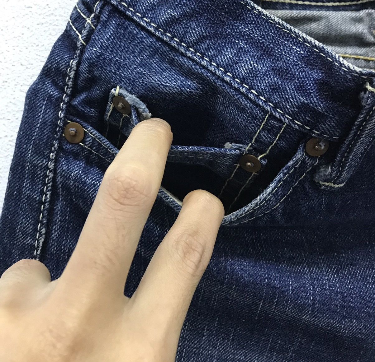 Japanese Brand × Vintage Vintage Deep Blue Made In Japan Denim Pants Size US 30 / EU 46 - 6 Thumbnail