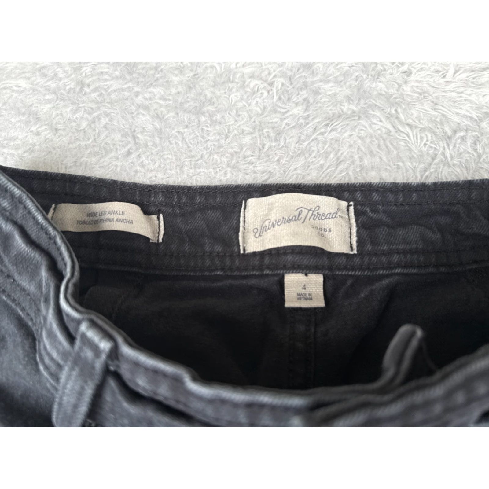 Vintage Universal Thread Jeans Women 4 Black Denim Wide Leg Ankle High Rise Cotton 26x28 Jeans Womens 26 28 Black 90s Vintage? Size 27" / US 4 / IT 40 - 6 Thumbnail