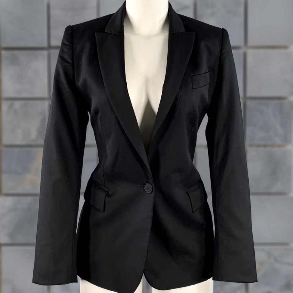 Stella McCartney STELLA McCARTNEY Blazer Jacket Size 4 Black Wool Blend Peak Lapel Single Button Size S / US 4 / IT 40 - 1 Thumbnail