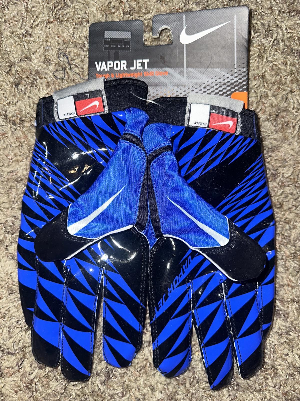 Nike VINTAGE Nike Men’s VaporJet Magnigrip Football Receiver Blue Gloves 2009 Size ONE SIZE - 6 Thumbnail