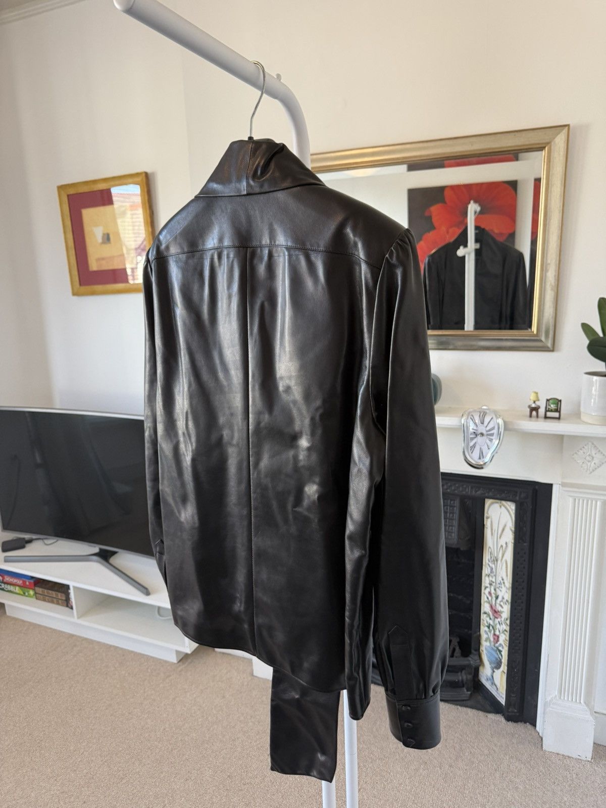 Saint Laurent Paris FW23 Saint Laurent Leather Lavalliere-Neck London Blouse Size US S / EU 44-46 / 1 - 7 Thumbnail