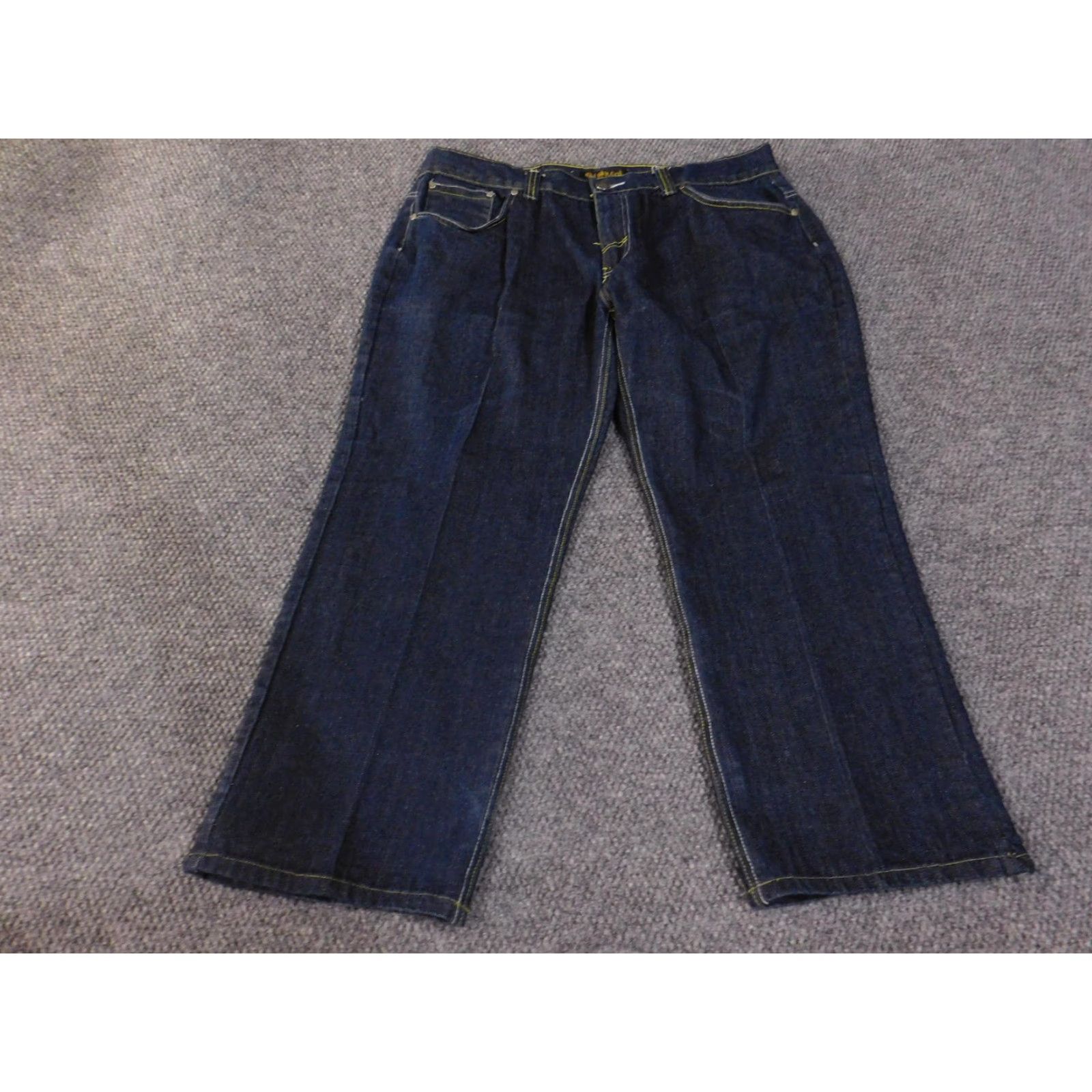 Denime Old Skool Jeans Mens 40 Blue Dark Wash Wide Leg Baggy Embroidered Pockets Denim Size US 40 / EU 56 - 3 Thumbnail