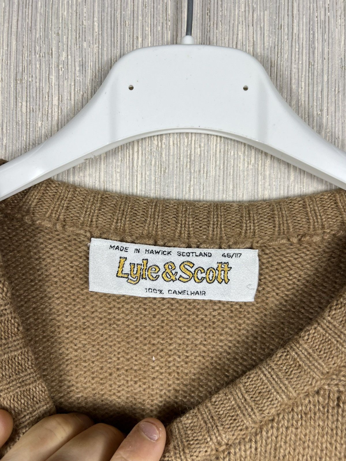 Lyle & Scott Vintage 90s Lyle & Scott camelhair knit sweater aesthetic Size US XL / EU 56 / 4 - 10 Thumbnail