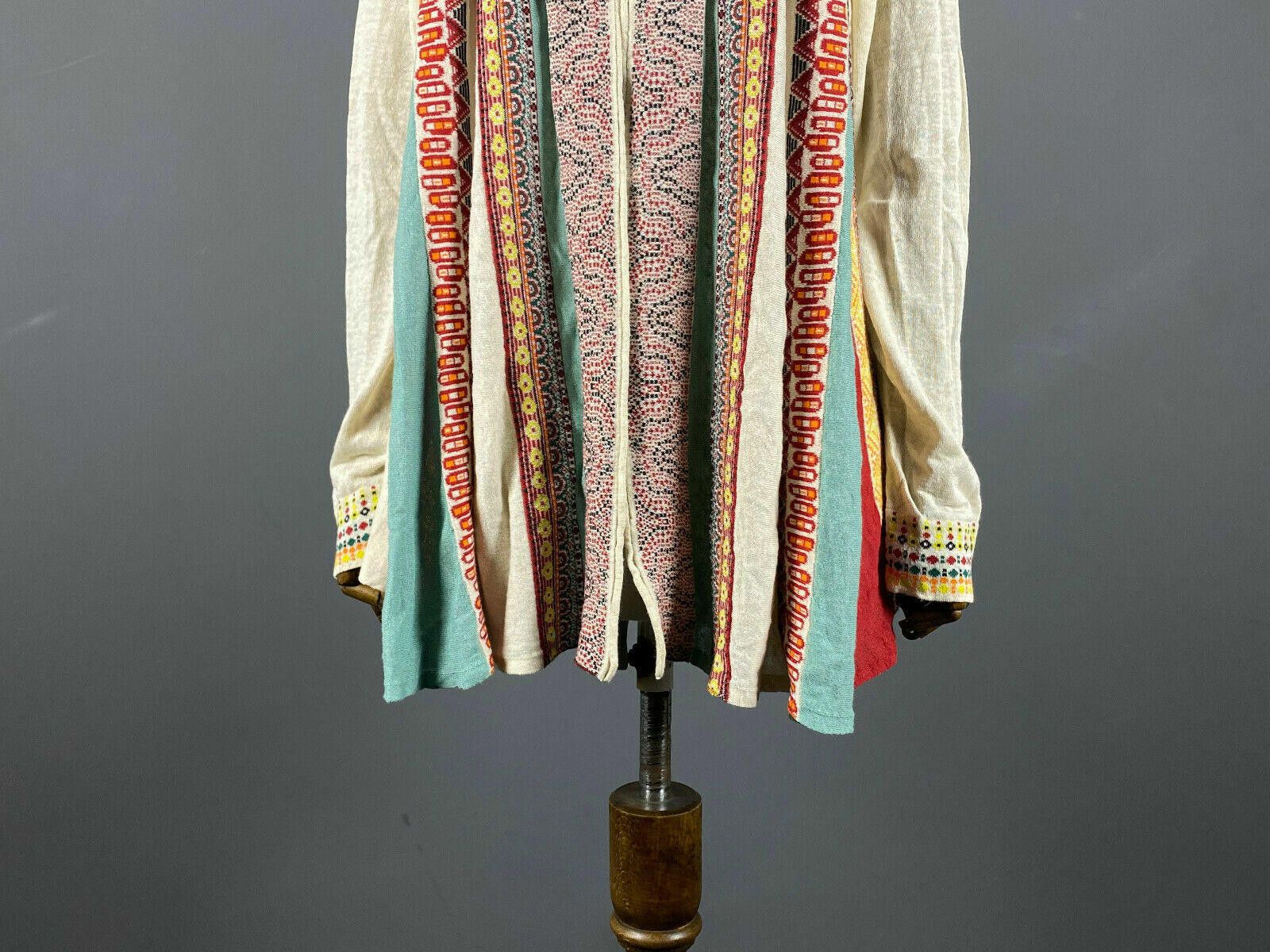 Designer Ladies IVKO Multicoloured V-Neck Linen Cardigan Size 40 Size M / US 6-8 / IT 42-44 - 3 Thumbnail