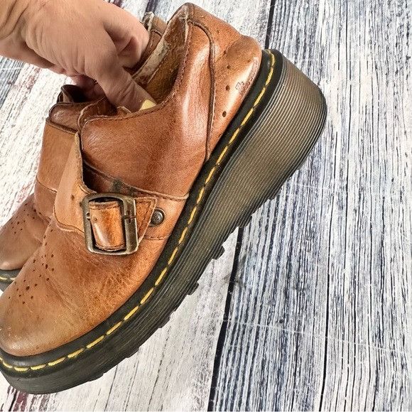 Dr. Martens Vintage 90’s Dr. Martens Tan Leather Monk Strap Chunky Shoes Size US 6 / IT 36 - 4 Thumbnail