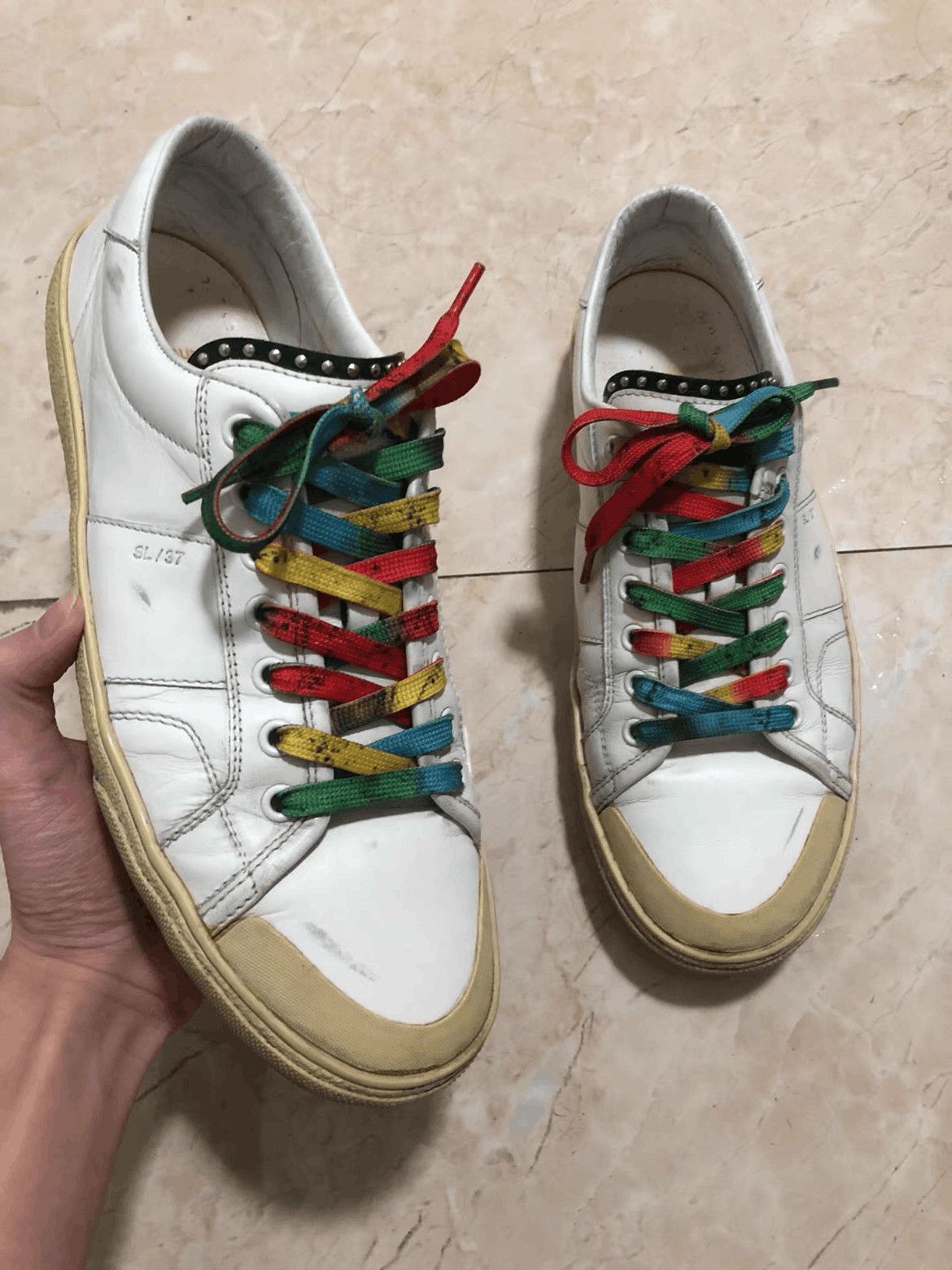 Saint Laurent Paris Sz 42 Saint Laurent Paris by Hedi 16SS Rainbow Lace Sneaker Size US 9 / EU 42 - 3 Thumbnail