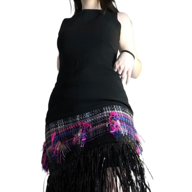 MILLY MILLY Black Multi Color-Couture Tweed Fringe Dress. Sz 4 New Size S / US 4 / IT 40 - 12 Thumbnail